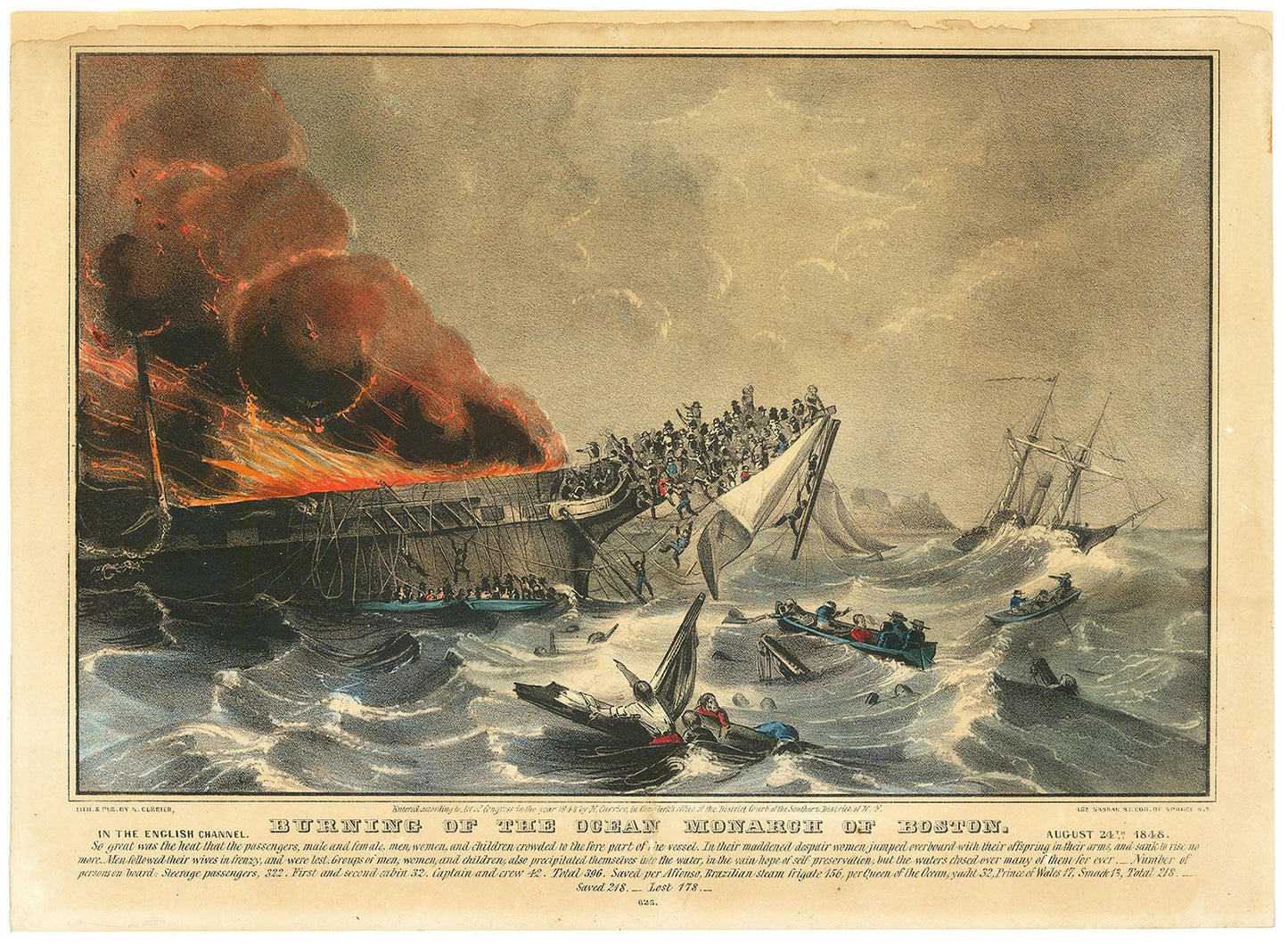 Burning of the Ocean Monarch of Boston.