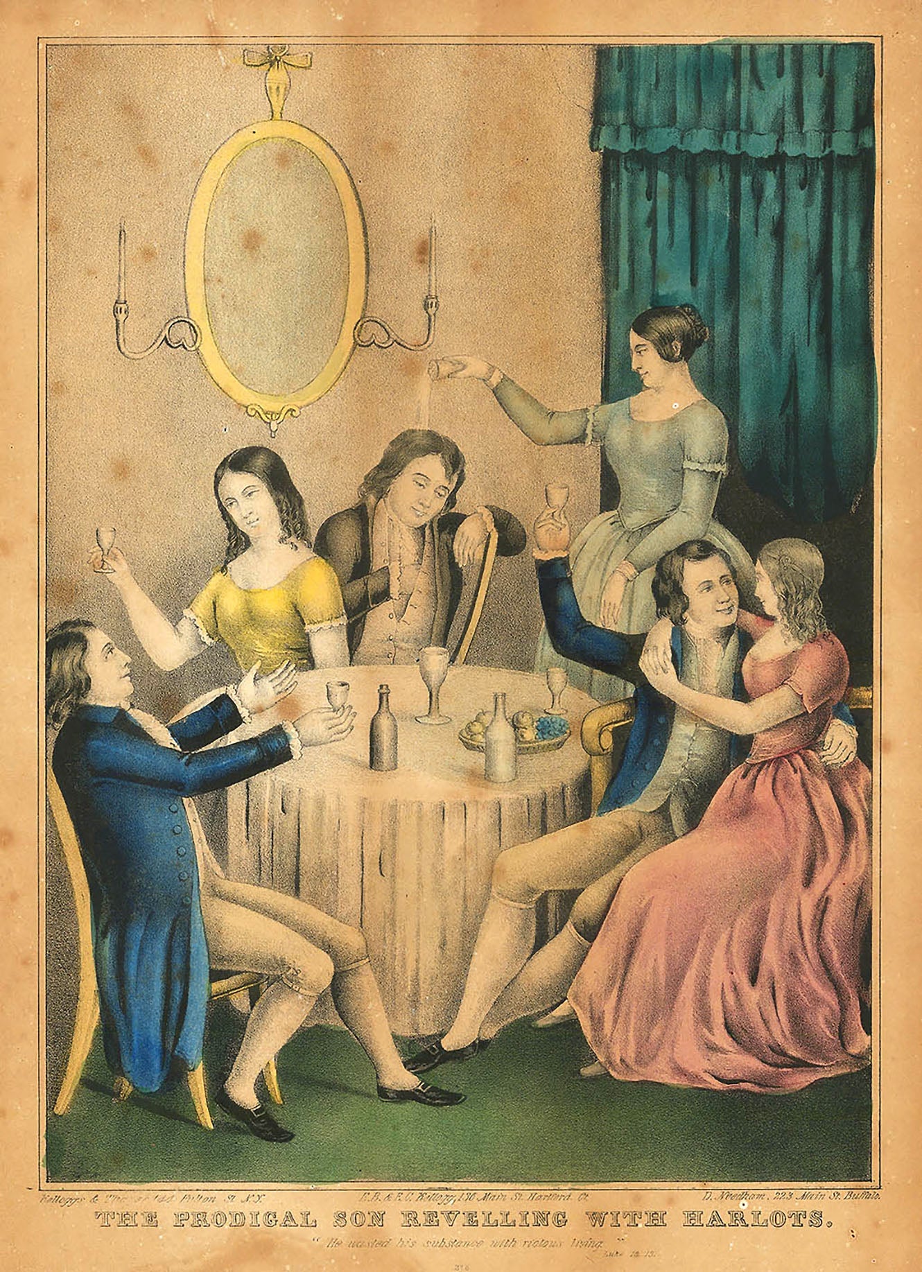 The Prodigal Son Revelling with Harlots. "He wasted his substance with riotous living."
