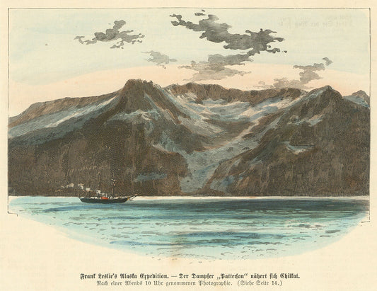 Frank Leslie's Alaska Expedition. The steamer "Patterson" approaches Chilkat.