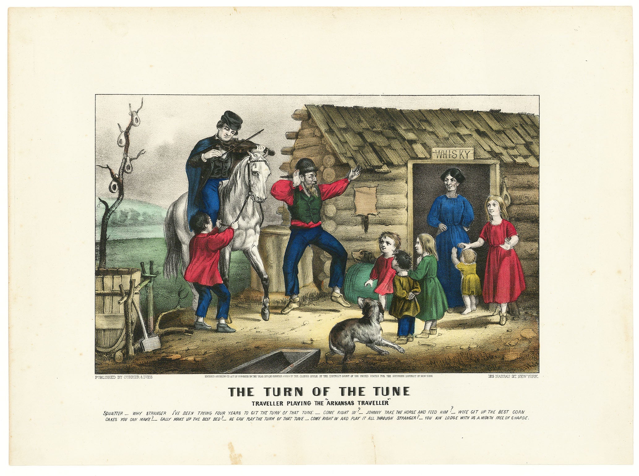 The Turn of the Tune.  : Traveler Playing the "Arkansaw Traveler."