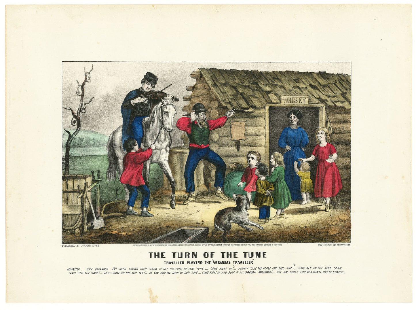 The Turn of the Tune.  : Traveler Playing the "Arkansaw Traveler."