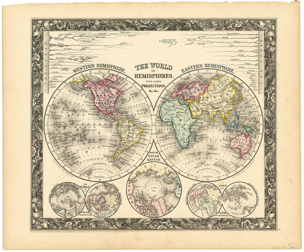 The World in Hemispheres. With other Projections &c. &c.