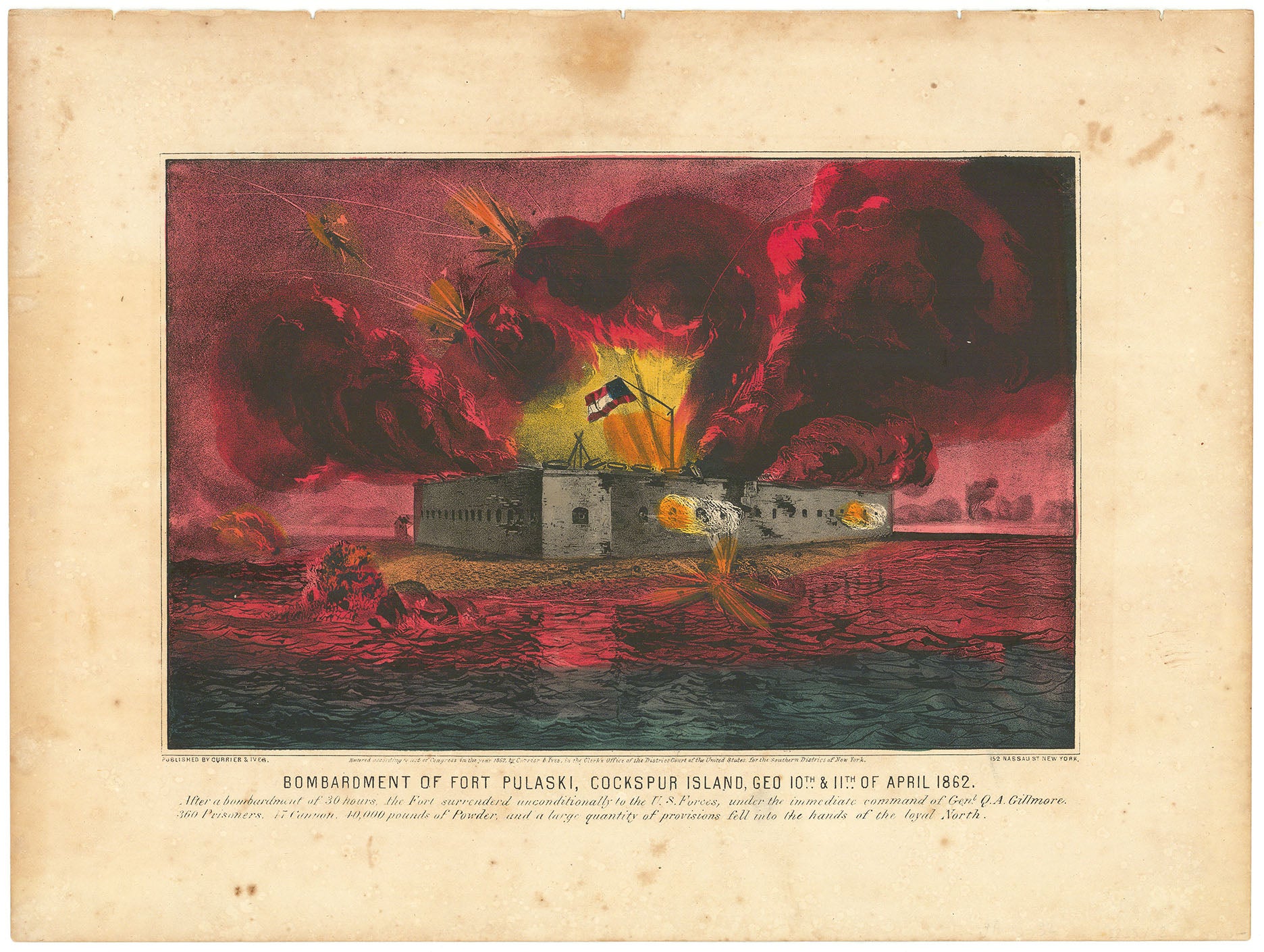 Bombardment of Fort Pulaski, Cockspur Island, Geo. 10th & 11th of April 1862. [two additional lines of text].
