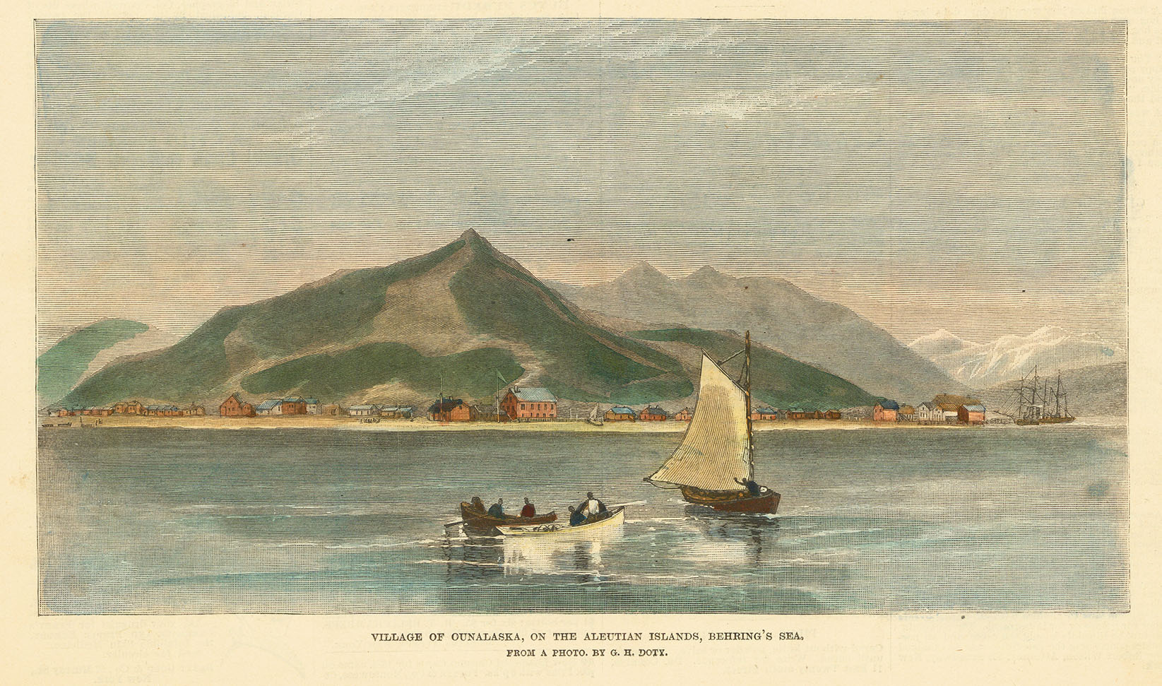 Village Of Ounalaska, On The Aleutian Islands, Behring's Sea.