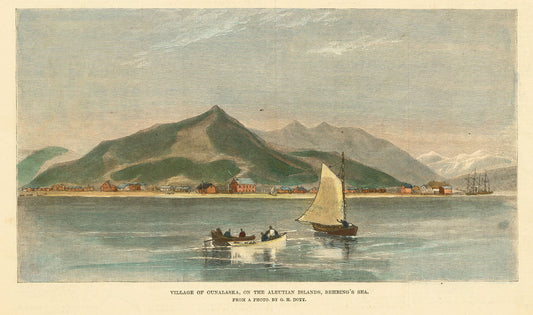 Village Of Ounalaska, On The Aleutian Islands, Behring's Sea.