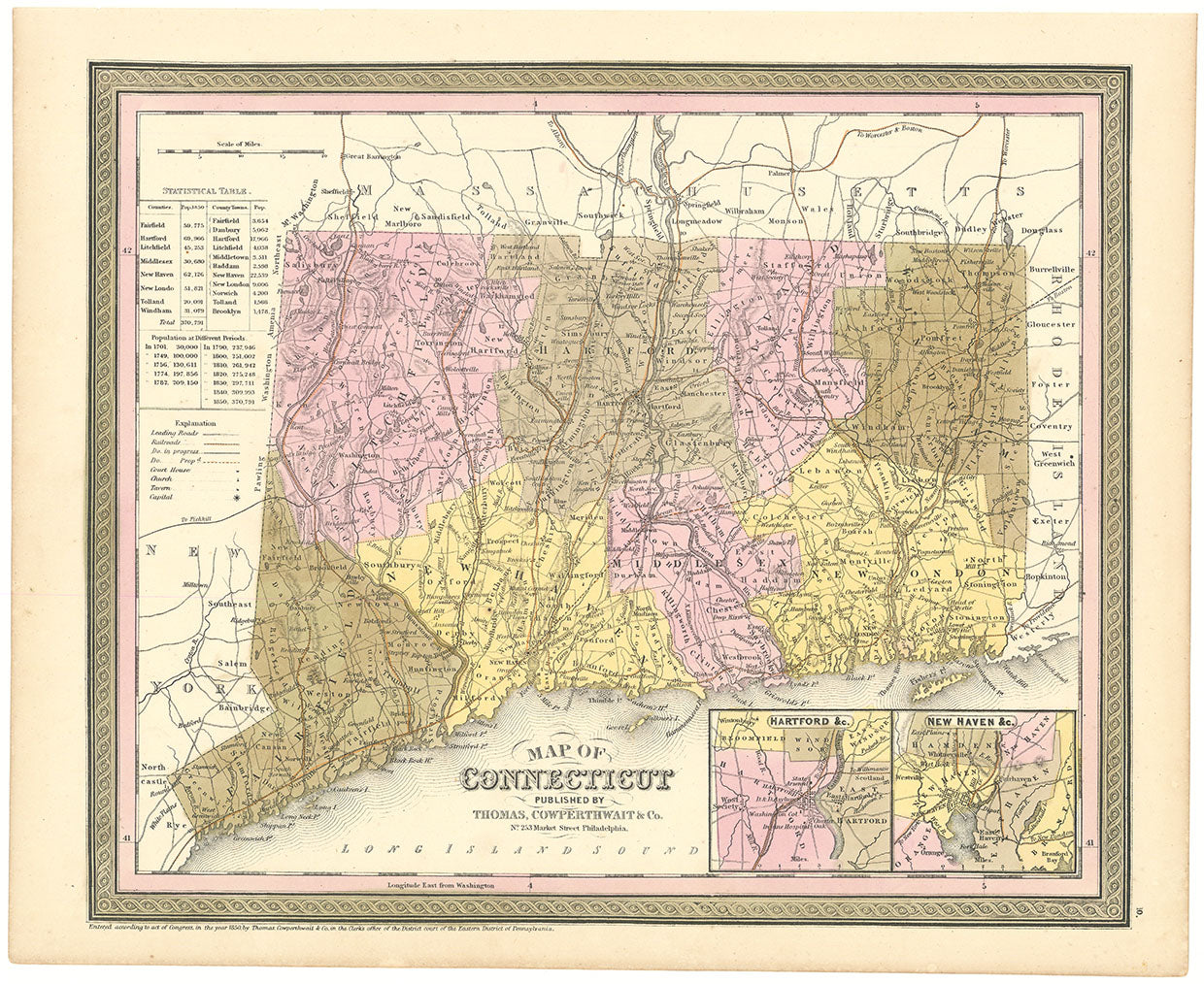 Map of Connecticut.