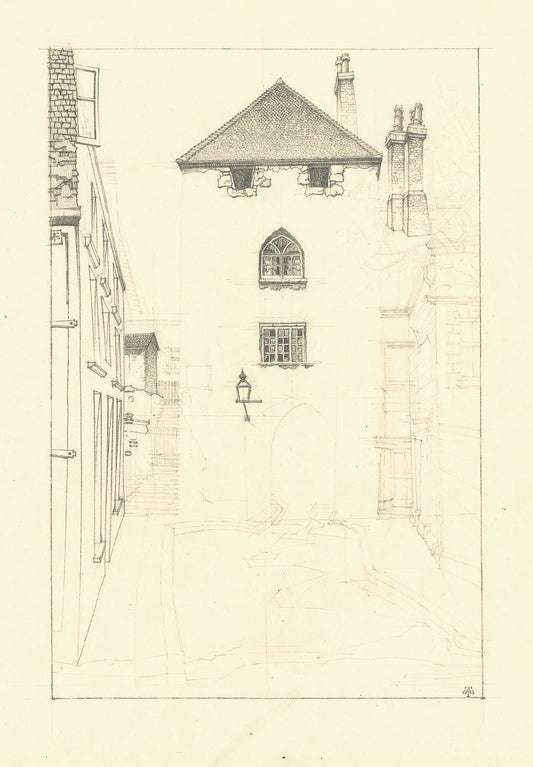Sketch, West Gate, Southampton.  Unfinished study for a demonstration plate.