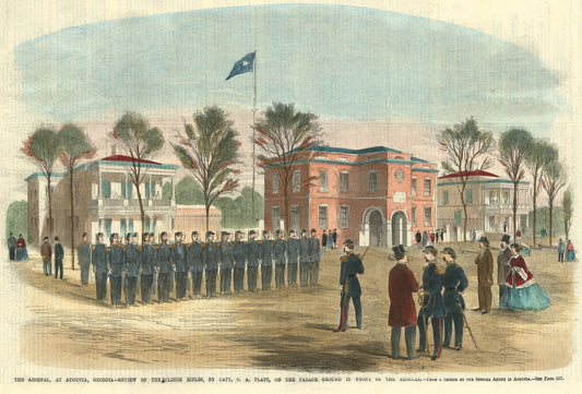 The Arsenal, at Augusta, Georgia-Review of the Clinch Rifles, by Capt. C. A. Platt, on the Parade Ground in Front of the Arsenal.