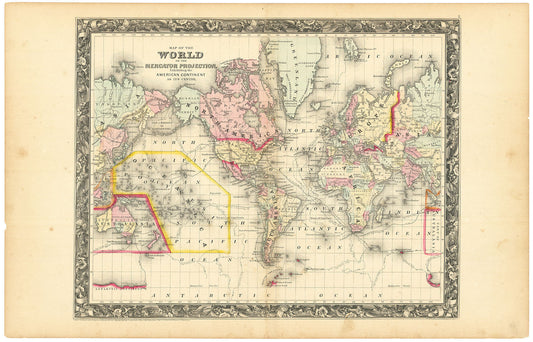 Map of the World on the Mercator Projection. Exhibiting the American Continent as it's Centre.