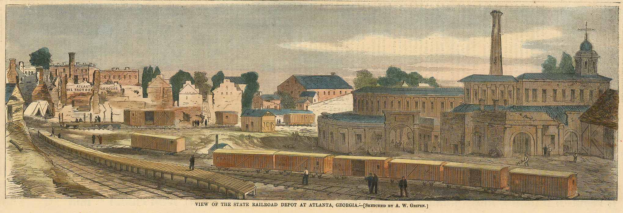 View of the State Railroad Depot at Atlanta, Georgia.