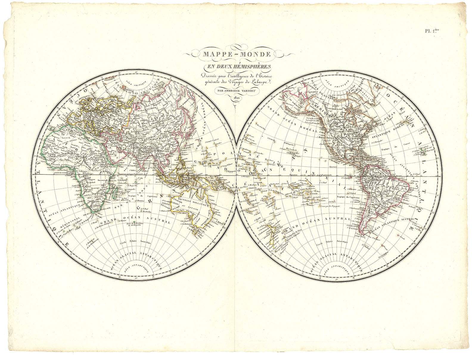Mappe-Monde Divise en Deux Hemispheres...
