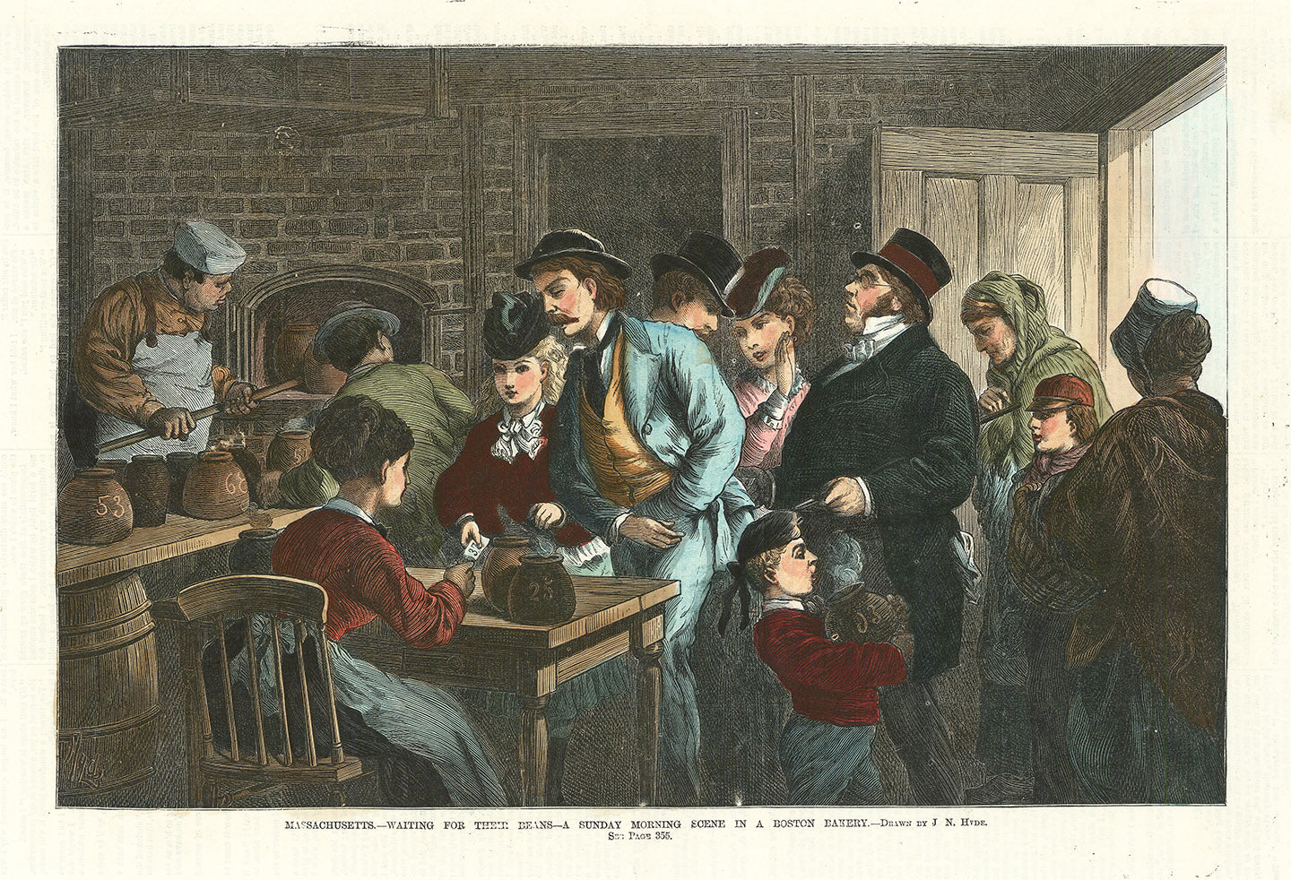 Massachusetts. - Waiting for their Beans - A Sunday Morning Scene in a Boston Bakery.