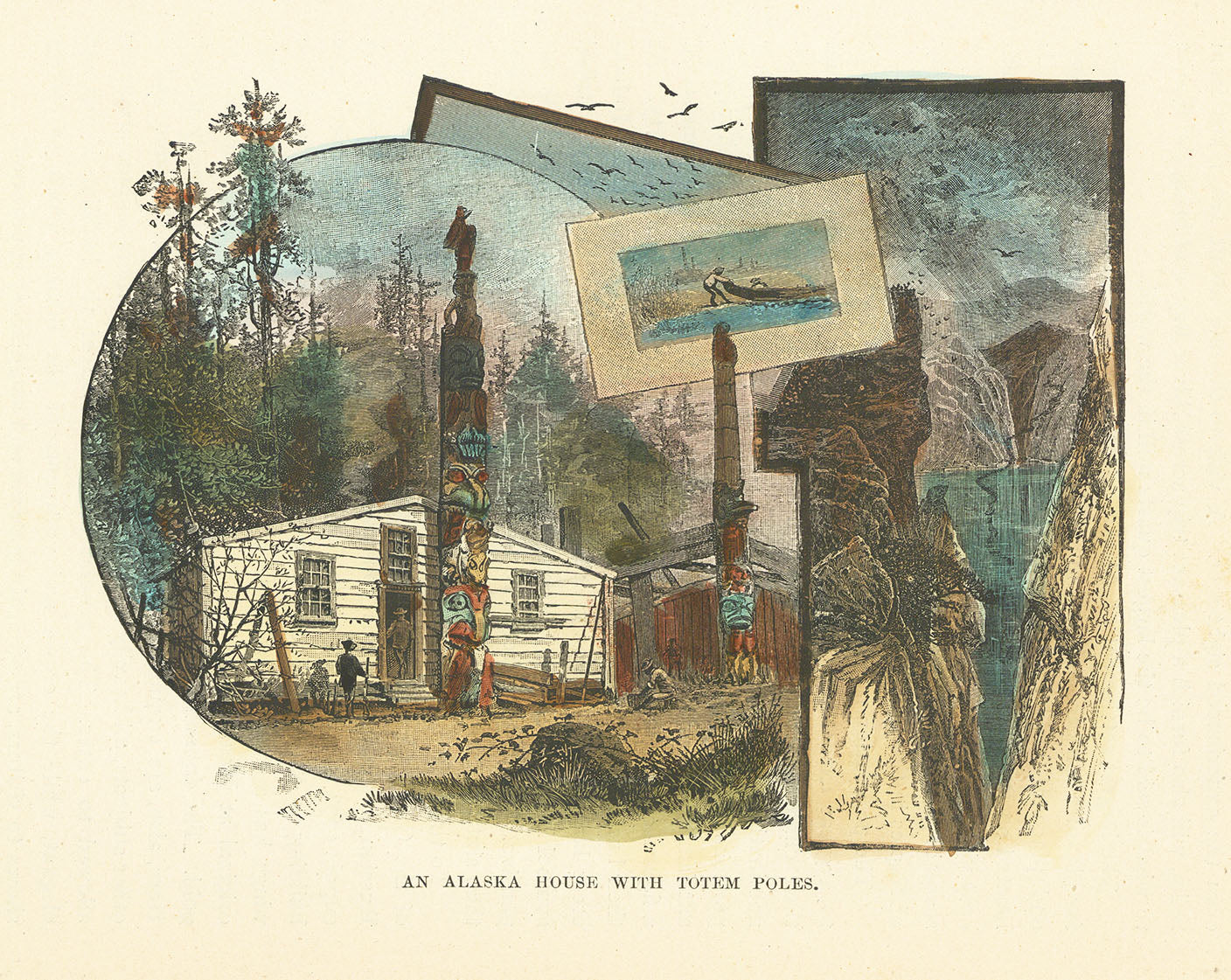 An Alaska House with Totem Poles.