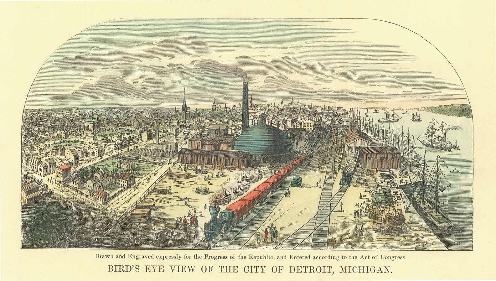 Bird's Eye View of the City of Detroit, Michigan.