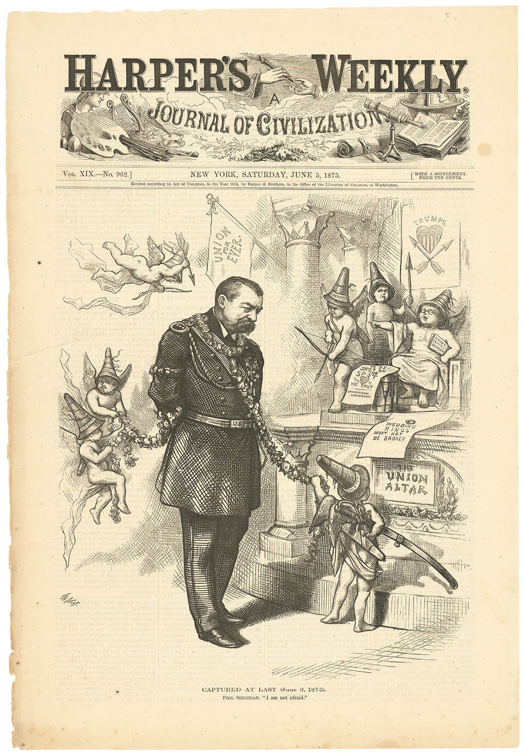 Captured at Last (June 3, 1875). Phil. Sheridan. "I am not afraid."