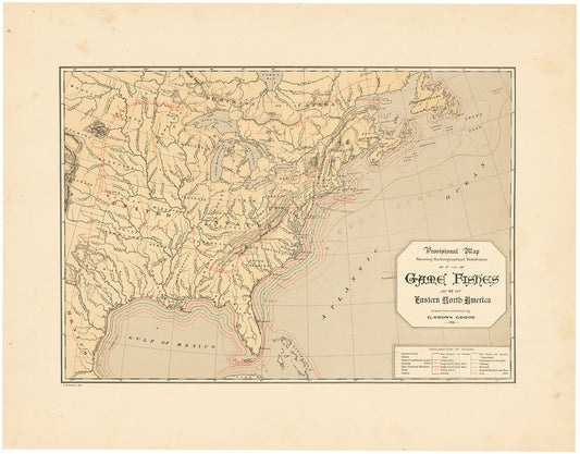 Provisional Map showing the Geographical Distribution of the Game Fishes of Eastern North America.