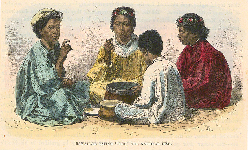 Hawaiians Eating "Poi," the National Dish.