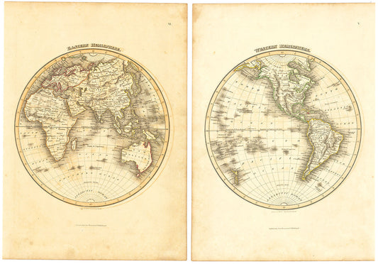 Eastern Hemisphere. (and) Western Hemisphere.